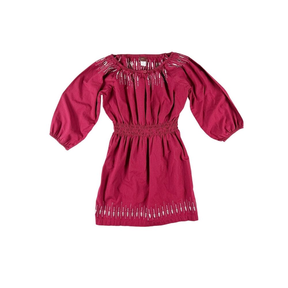 Tea Collection Embroidered Holiday Dress Cranberry Red Size 6
